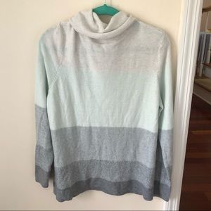Women’s Cream/Blue/Gray Ombré Color Block Cowl Neck Sweater Croft & Barrow